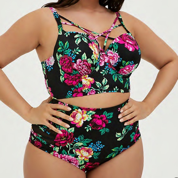 torrid Other - NWT 3 Piece Floral Bikini/Rash-Guard Set Size 1X